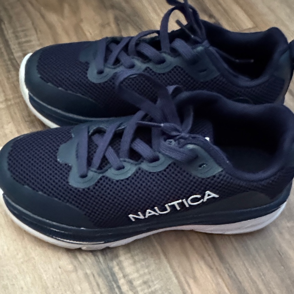 Nautica Navy and White Mesh Trainer Sneakers